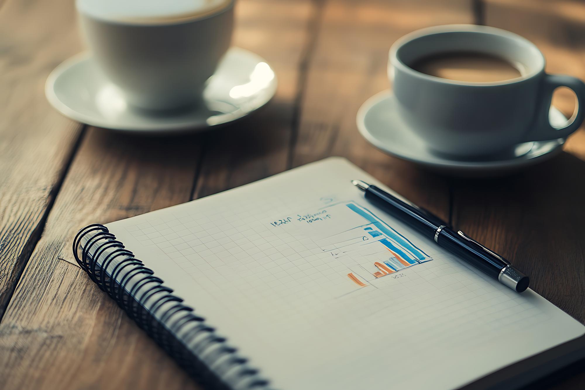 Finansal detoks için bütçe planlama defteri ve kahve