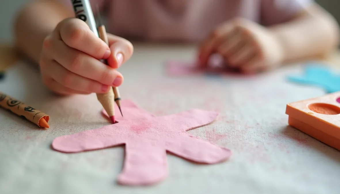 Evde anne çocuk yaratıcı oyun için pastel boya ve kukla malzemeleri