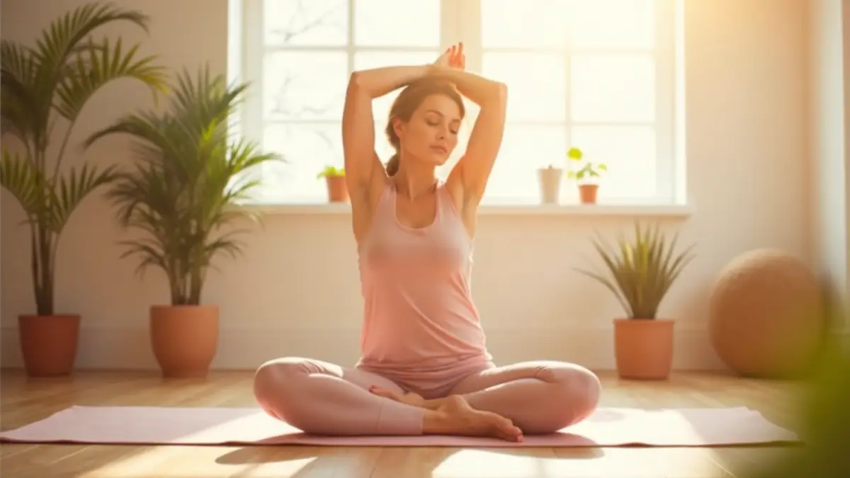 Yoga esnetmesi yaparak stres salan kadın